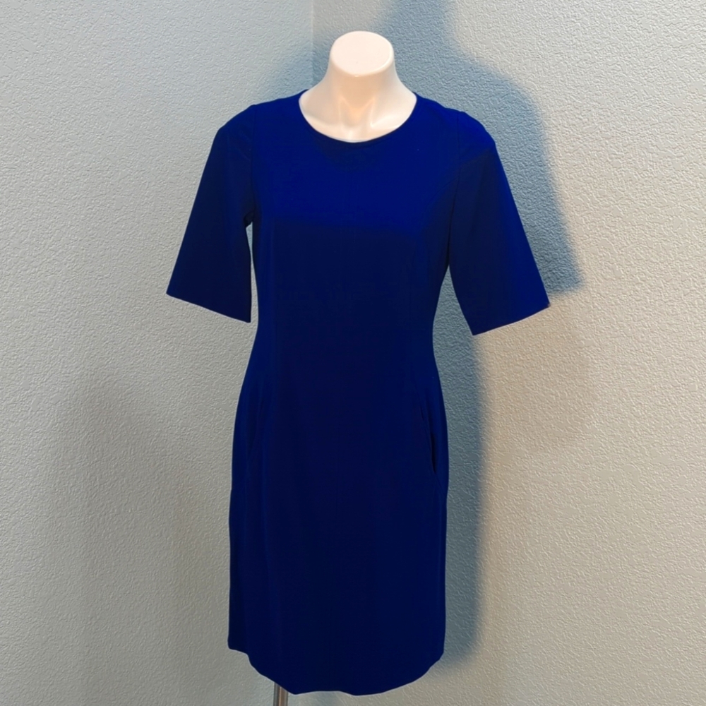 Tahari Arthur S. Levine, Size 10, Long Sleeve Bright Blue Dress.